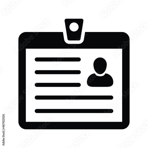 Profile, account, access card icon. Black vector graphics.