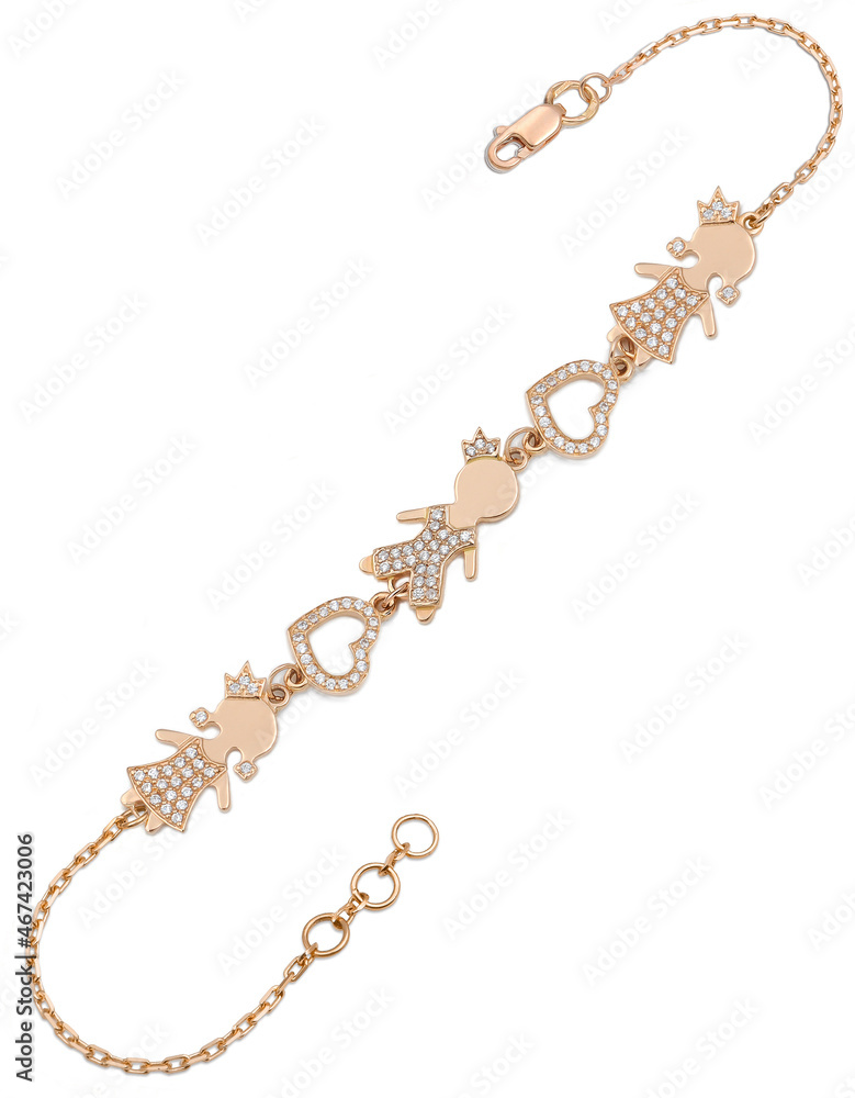 Fototapeta premium Fashion jewelry, gold bracelet, on an isolated white background