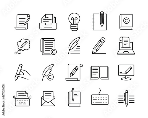 Copywriting Icons - Vector Line Icons. Editable Stroke. Vector Graphic