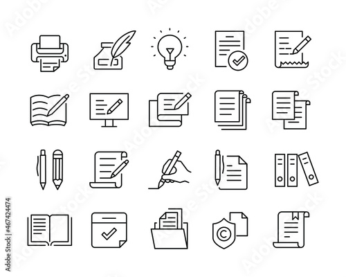 Copywriting Icons - Vector Line. Editable Stroke. Vector Graphic