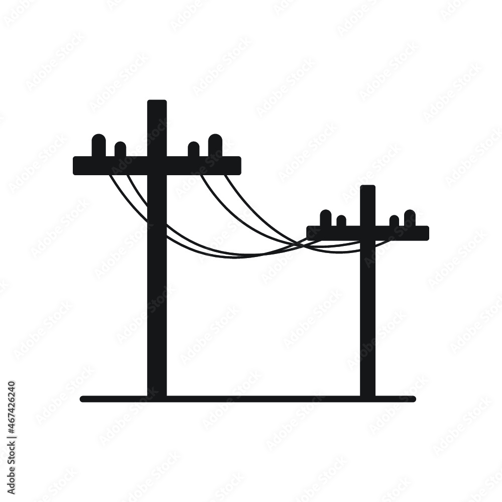 Couple of electric poles. Flat style Couple of electric poles. Flat style