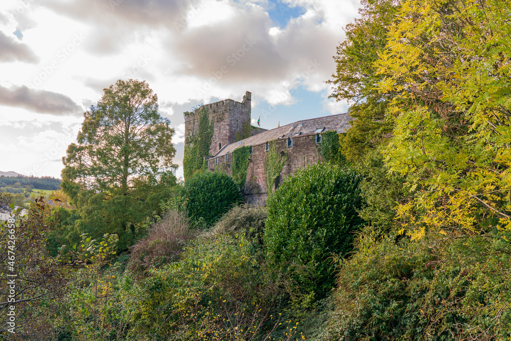 historic castle tower at Brecon Powys Wales UK