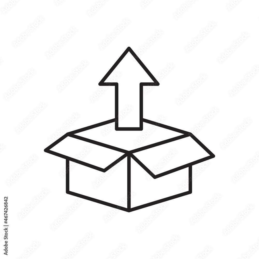 Product release thin line icon, development and business, open box Product release thin line icon, development and business, open box