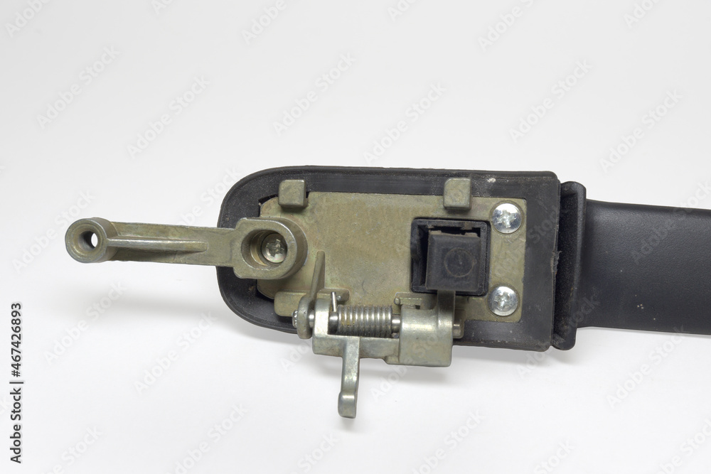 external car door handle, mounting element with lock. on white background, with clipping path