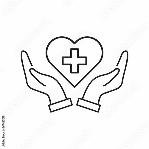 Health care line icon, AIDS and giving love, heart with hands sign