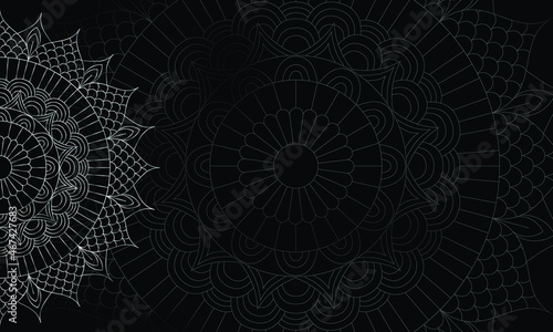 Dreamy silver background with mandala pattern. Vector background for yoga, meditation poster. Beautiful vector pattern with ornament mandala. Can be used to print on the phone, to create a poster.