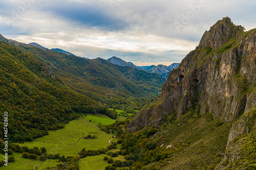 Autumn landscape in the Somiedo natural park in Asturias.  photo