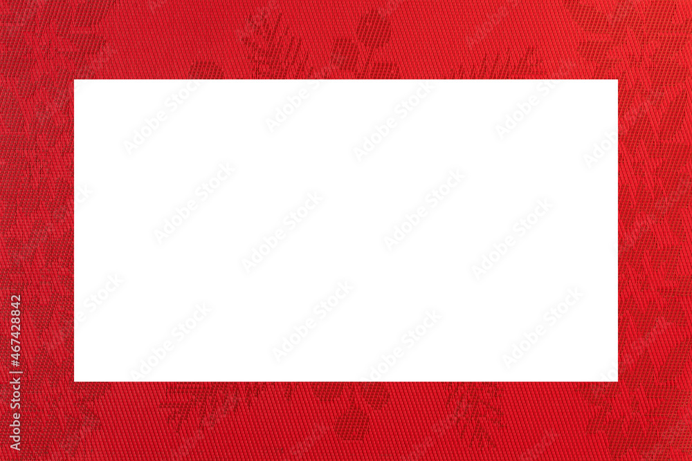 Frame from of red fabric with a Christmas pattern and a white middle. Frame from of red fabric with a Christmas pattern and a white middle.