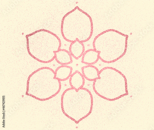 Pink flower outline Mandala background.