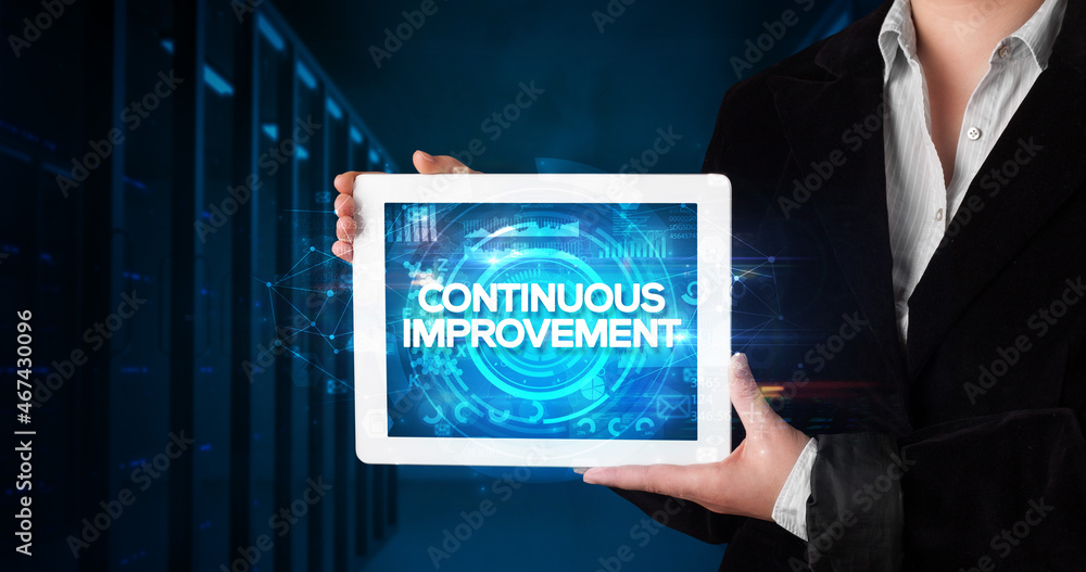 custom made wallpaper toronto digitalPerson holding tablet, business concept