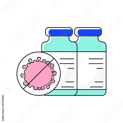 Two dose vaccination icon. High medical level of protection against mass infection with the coronavirus virus. Treatment of infectious diseases by injection. Vector.