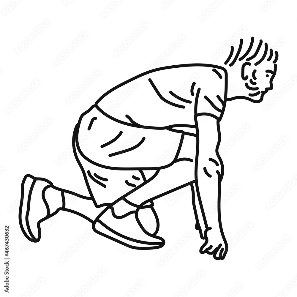 Fototapeta premium striped illustration of man athlete running sport jogging training