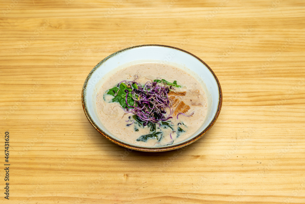 delicious Japanese recipe for vegan ramen with seaweed and cooked vegetables delicious Japanese recipe for vegan ramen with seaweed and cooked vegetables