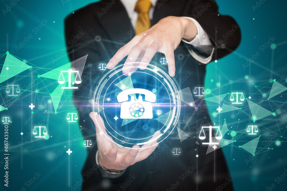 Businessman holdig business icons concept Businessman holdig business icons concept