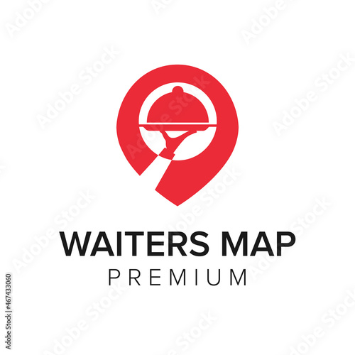 waiters map logo icon vector template