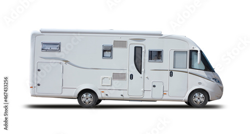 Foto Italian motorhome side view isolated on white background