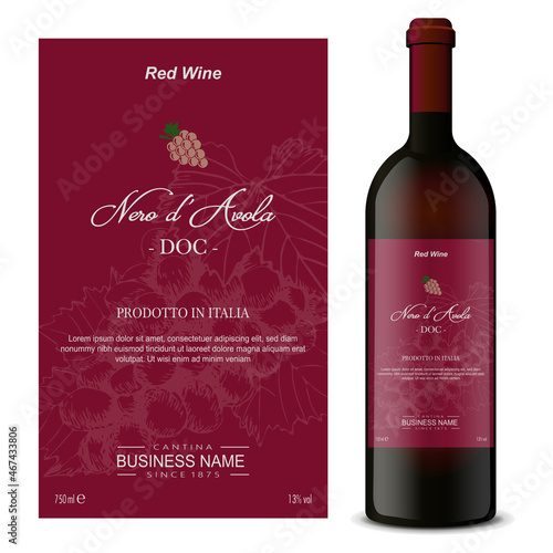 Premium Quality Red and White Wine Labels with Bottle 