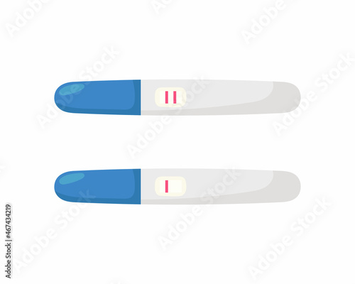 Positive and negative pregnancy tests isolated on white background. Vector illustration