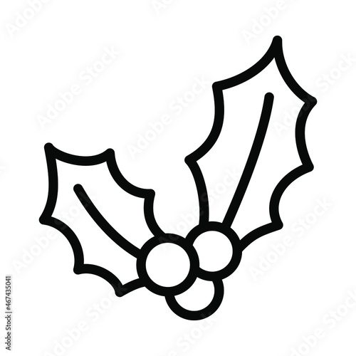 Celebration decorations flat line icon. Mistletoe symbol. Outline sign for mobile concept and web design, store
