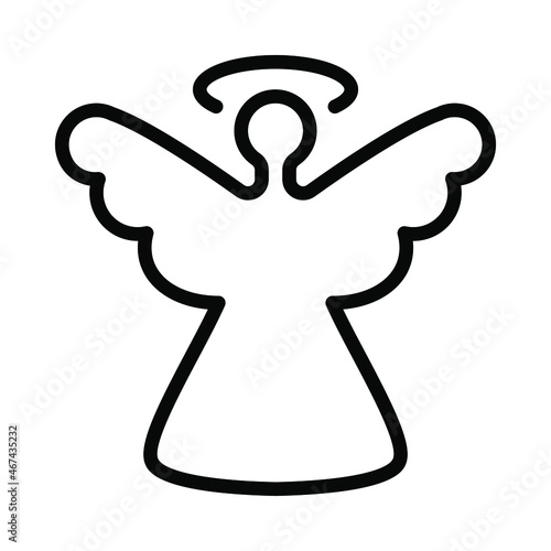 Celebration decorations flat line icon. Angel symbol. Outline sign for mobile concept and web design, store