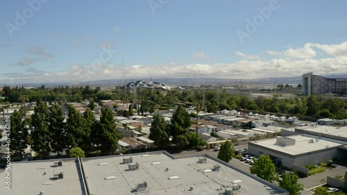 Googleplex And Ames Research Center In Sunlight Against Cloudy Sky - Mountain View, California photo