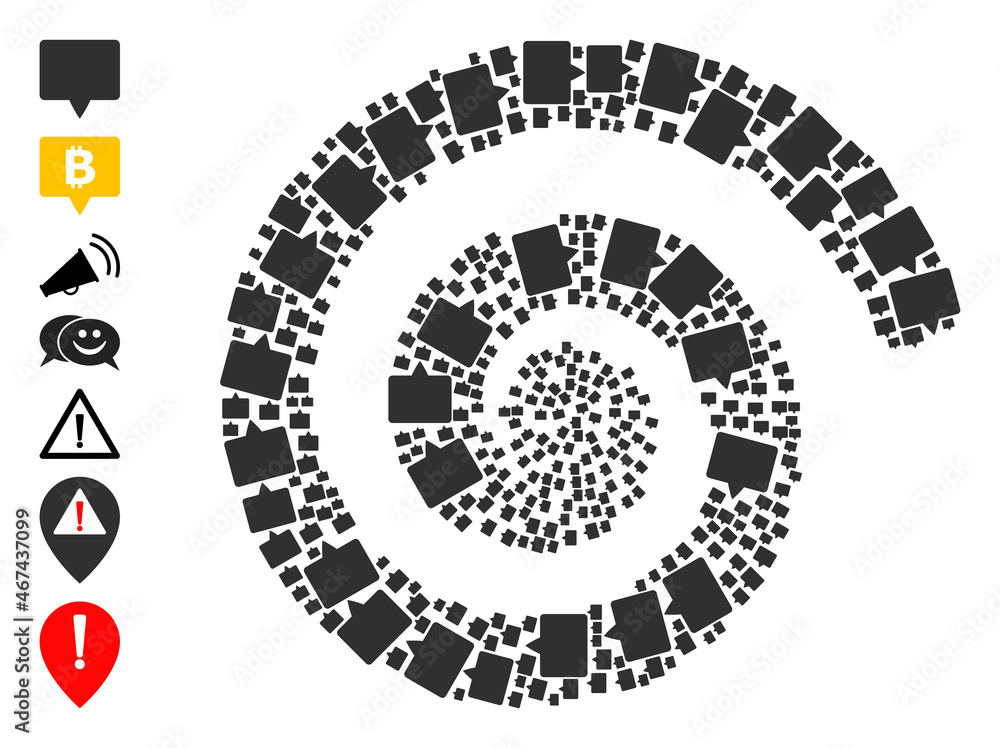 Banner icon spiral twist composition. Banner signs are scattered into ...