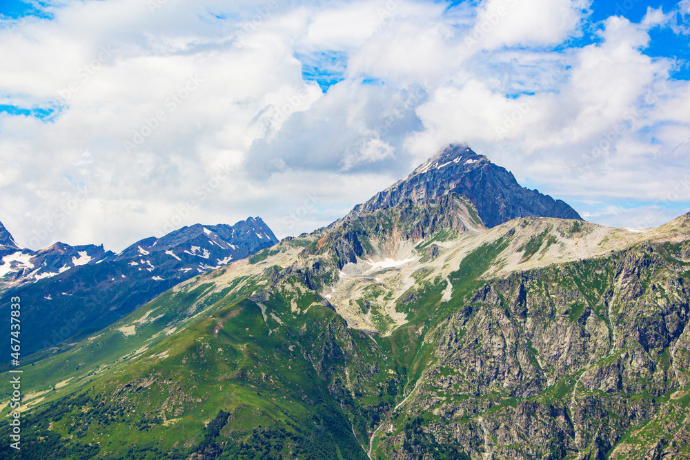 Fototapeta premium The Caucasus Mountains. Mountain peaks in summer.