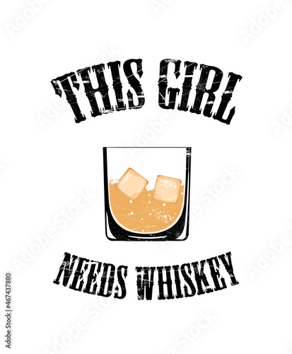 Whiskey graphics slogan isolated on white background. Trendy typography for web site, label, poster, placard and t shirt print template. Creative art concept, vector illustration