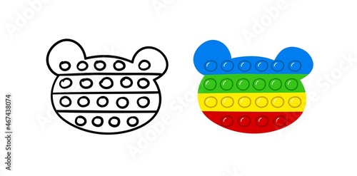 Hand drawn Pop it toy. Doodle trendy toy antistress. Vector illustration.