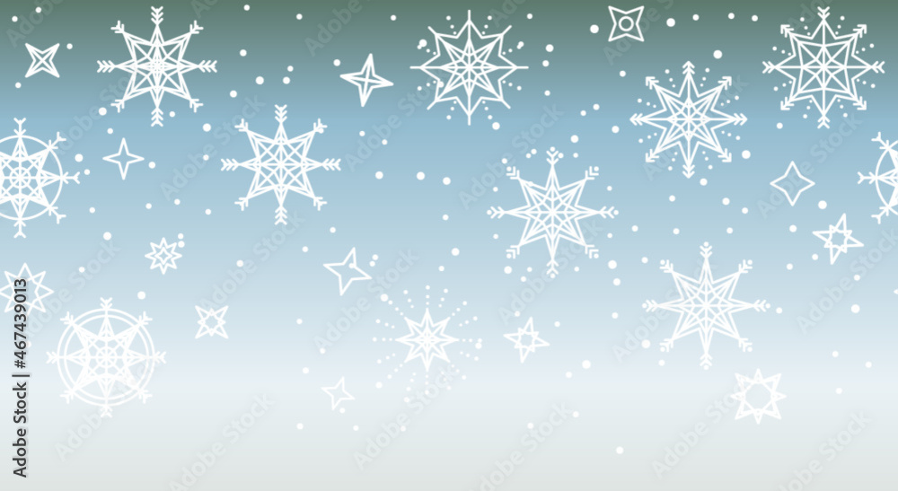 Estampado en forma de cenefa de navidad de copos de nieve o estrellas, cono colores navideños. Recurso grafico de navidad con degradado