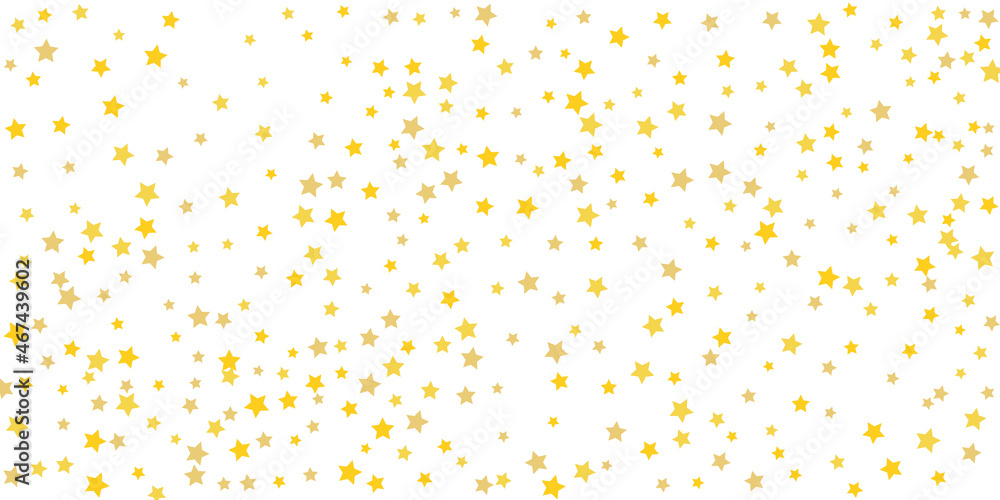 Star confetti. Golden casual confetti background. Bright design pattern. Vector template with gold stars. Suitable for your design, cards, invitations, gift, vip