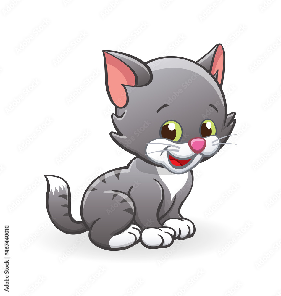 cute smiling cartoon kitten cat character sitting cute smiling cartoon kitten cat character sitting