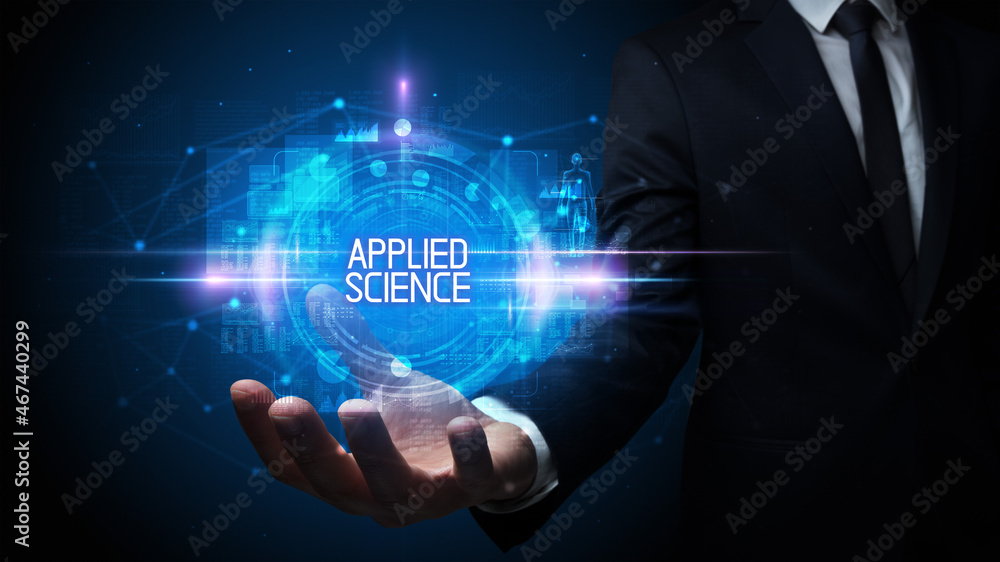 Naklejka premium Man hand holding digital technology concept