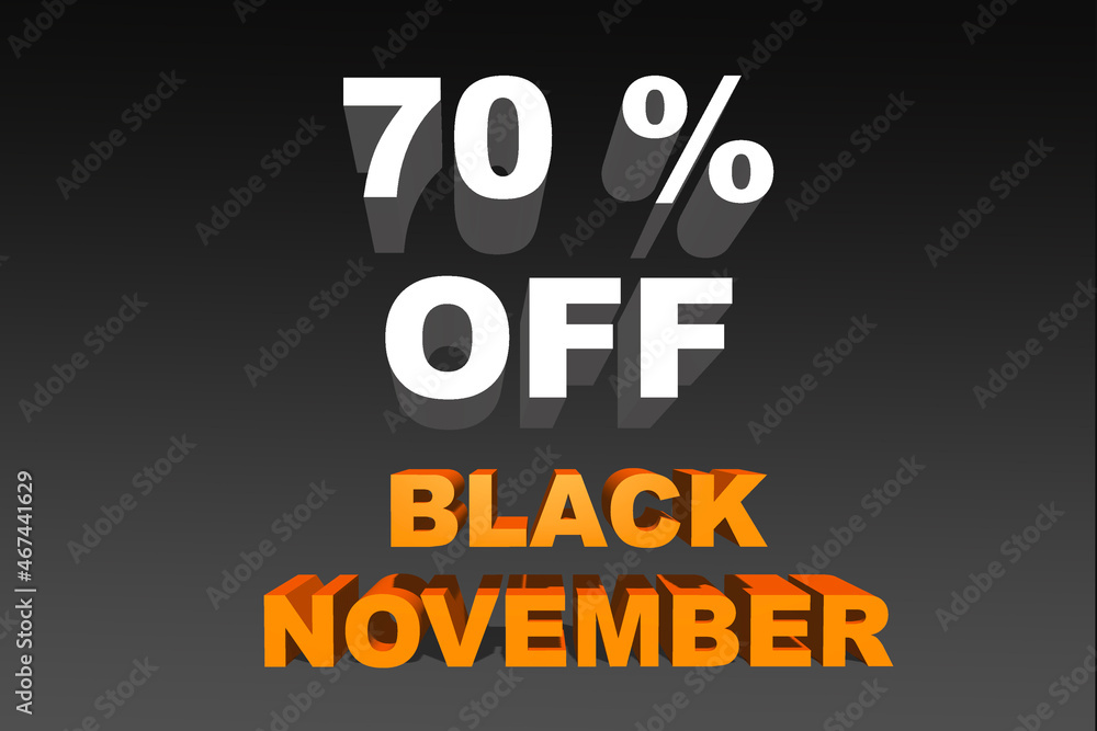 Obraz premium Promotion discount on purchase of 70% off black November