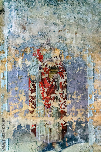 painting of the walls of an abandoned Orthodox church