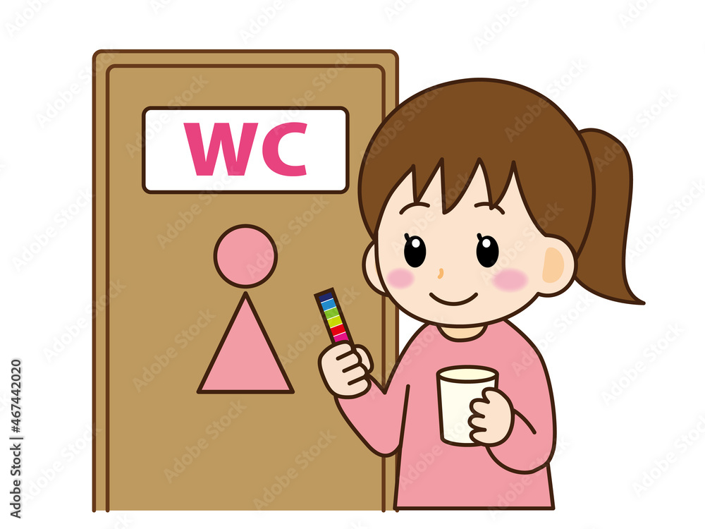尿検査をする女の子のイラスト_ベクター2 尿検査をする女の子のイラスト_ベクター2