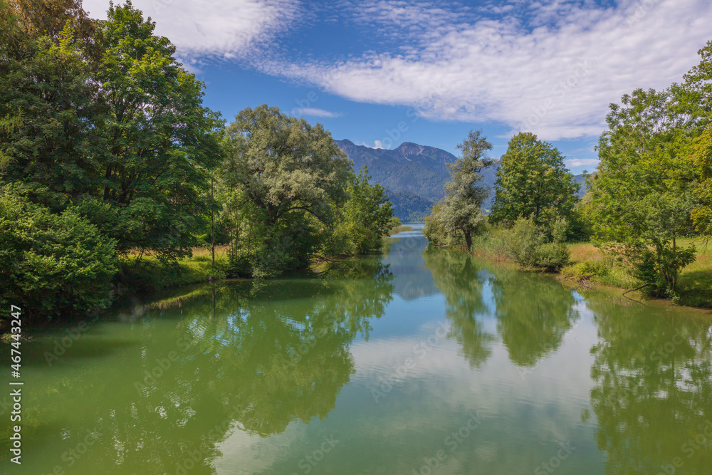 Lake Kochelsee and River Loisach in the Bavarian Alps Lake Kochelsee and River Loisach in the Bavarian Alps