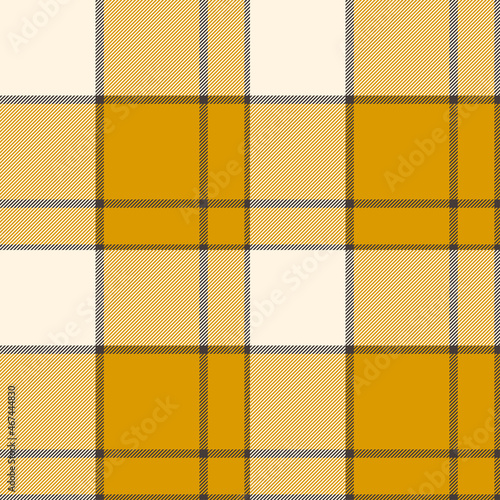 Seamless plaid pattern in orange, black and cream. All over fabric repeat.