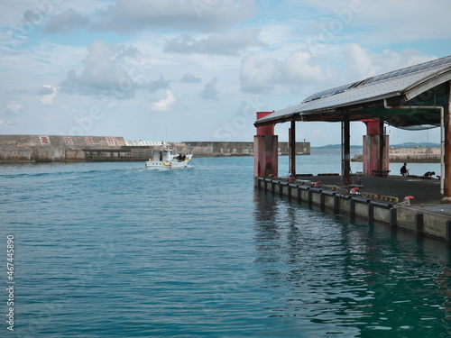 Okinawa,Japan - October 30, 2021: Sarahama fishing port in Irabu island, Okinawa, Japan  © Khun Ta