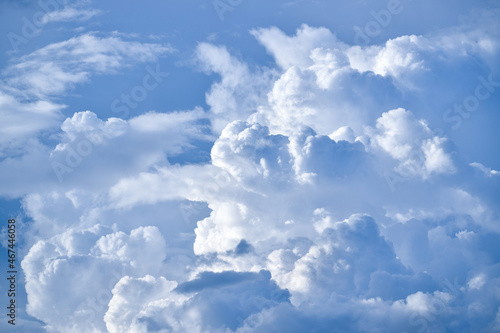 Fototapeta Naklejka Na Ścianę i Meble -  White big clouds in the blue sky on a sunny day. Clouds background.