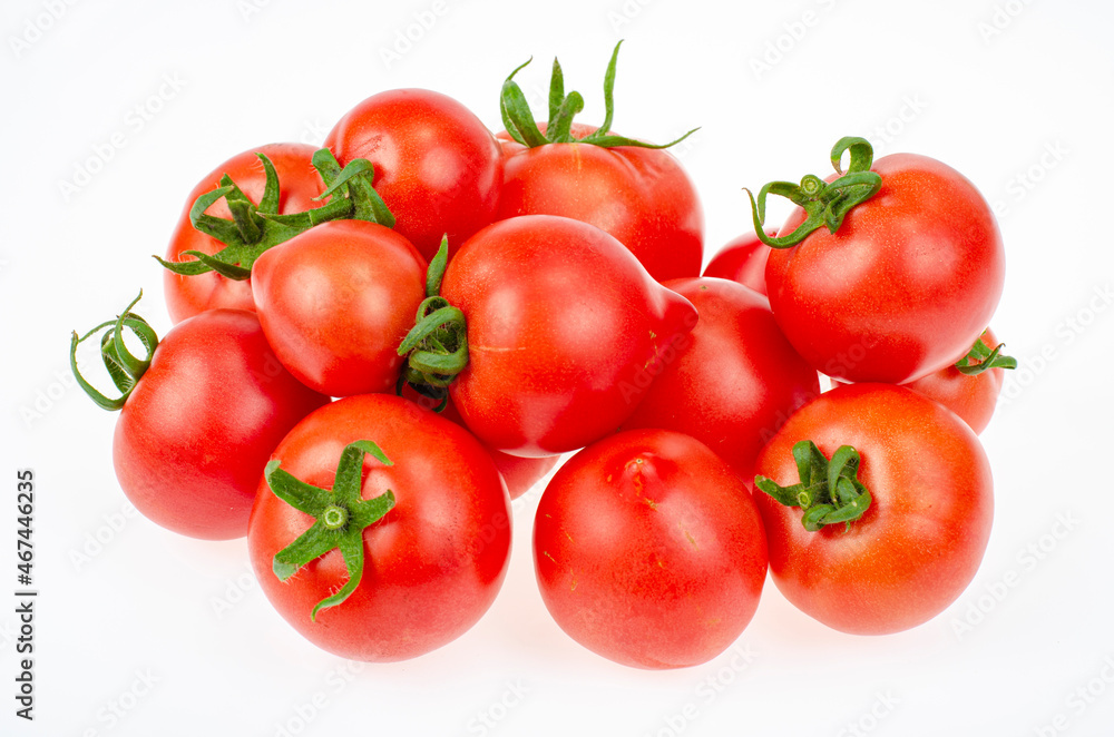 Bunch of ripe fresh pink farm tomatoes with isolated on white background. Studio Photo. Bunch of ripe fresh pink farm tomatoes with isolated on white background. Studio Photo.