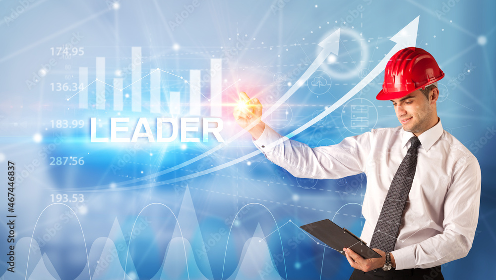 Young Businessman with helmet concept Young Businessman with helmet concept