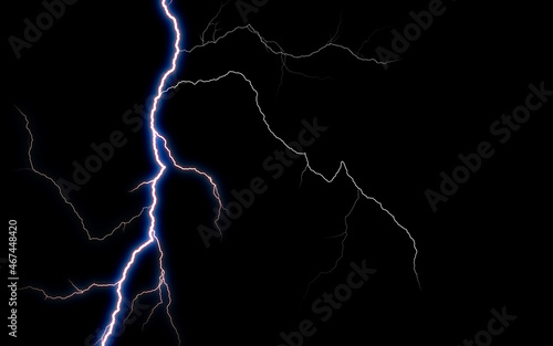 Bright lightning bolt isolated on black background.
