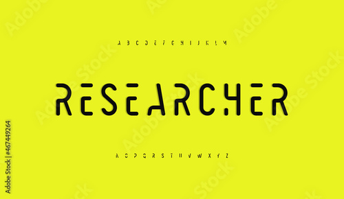 Cutout font alphabet high line letters. Minimal geometric typography design, futuristic space letter set for logo, headline, monogram, and branding type. Abstract modern typography. Vector typeset