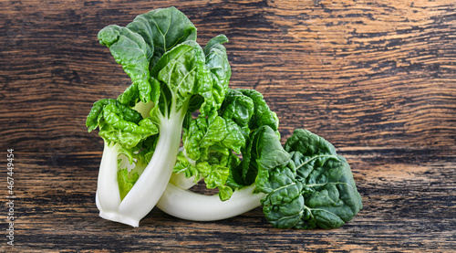 Photography Bok choy or mini bok choy, Chinese Asian vegetables on wood