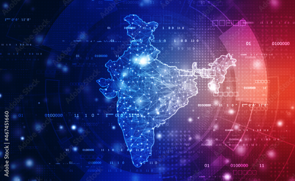 Digital India technology, India Map on technology abstract background,  Technology abstract background Stock Illustration | Adobe Stock