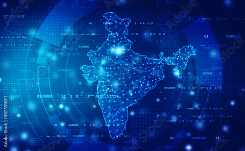 Digital India technology, India Map on technology abstract background, Technology abstract background