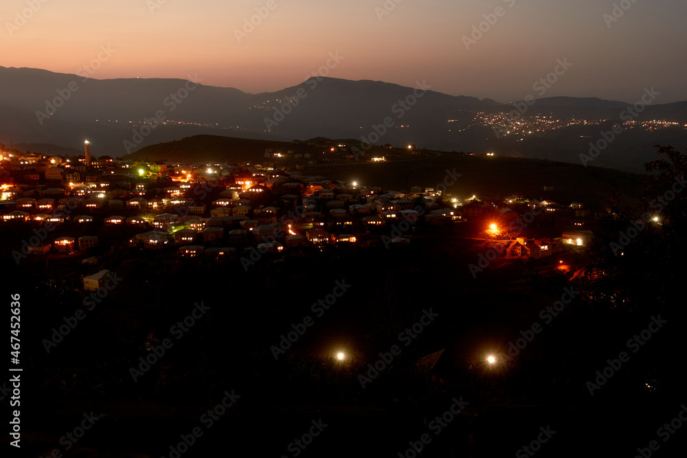 custom made wallpaper toronto digitalKubachi, Republic of Dagestan, Russia - August 21, 2021: Night view of Kubachi, ancient mountain village, in Dagestan mountains.