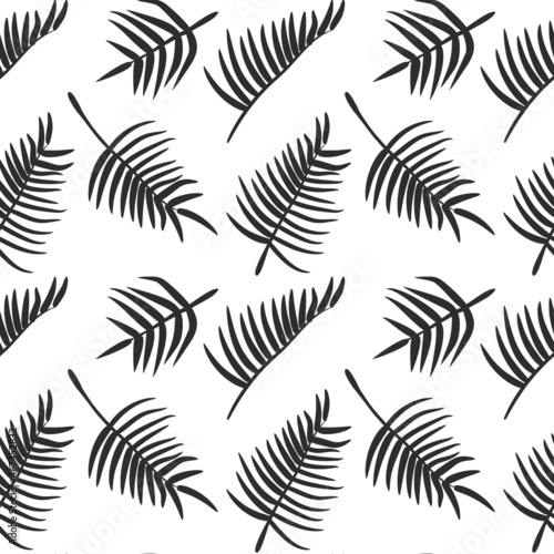 Black leaves seamless pattern isolated vector illustration. Plant background.