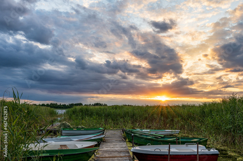 Fototapeta Naklejka Na Ścianę i Meble -  Boats in the bay during the sunset.